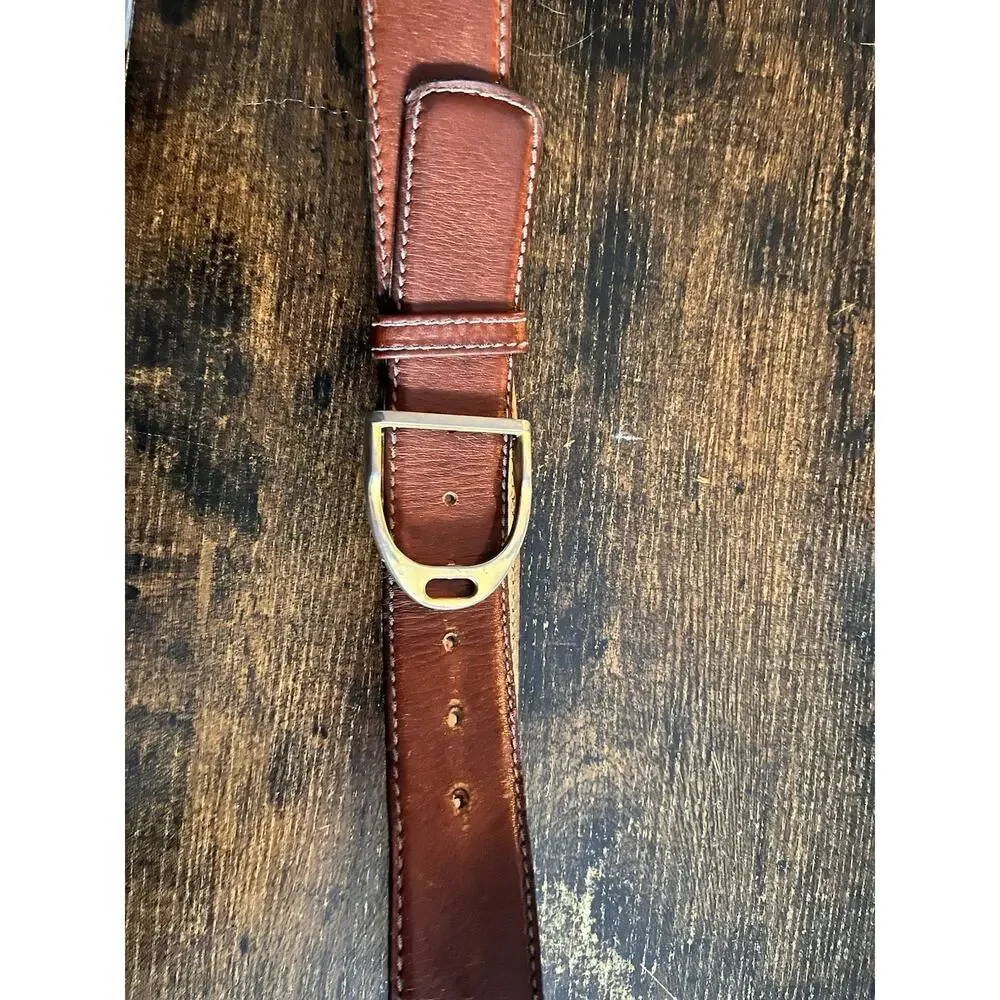 Vintage Christian Dior Full Grain ANILINK Belt 36 Classic D Buckle 5013